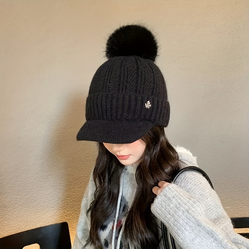 Image of Ball Snapback Cap, Autumn/winter -lined Thickened Cycling Ear Protection Warm Beanie, Face- Pullover Hat, Fashion Cold Weather Hat, Unisex