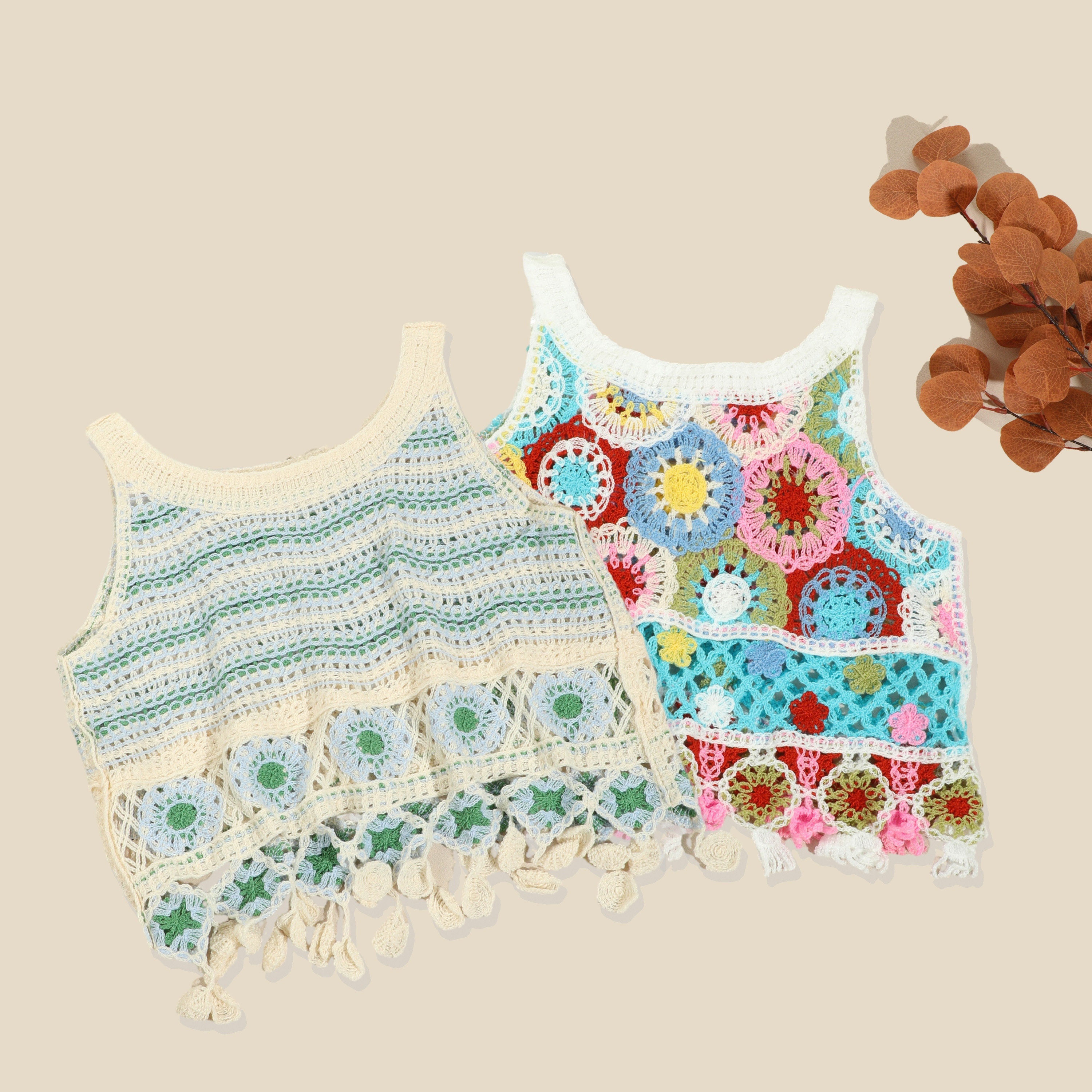 Cutout Crochet Tassel Tank Top Casual Crew Neck Summer - Temu