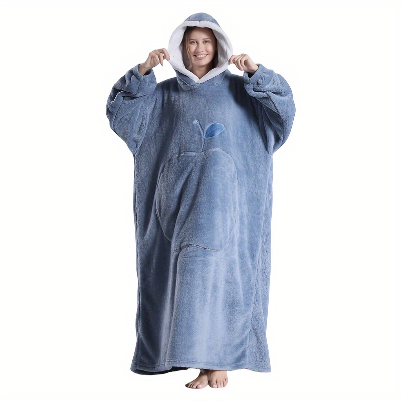 TEMU New Plus Size Rugan Women's Hooded Blanket Sweatshirt, Front Pocket Blanket Pullover, Soft Warm Comfortable Parachute Blanket, Unisex Youth Size