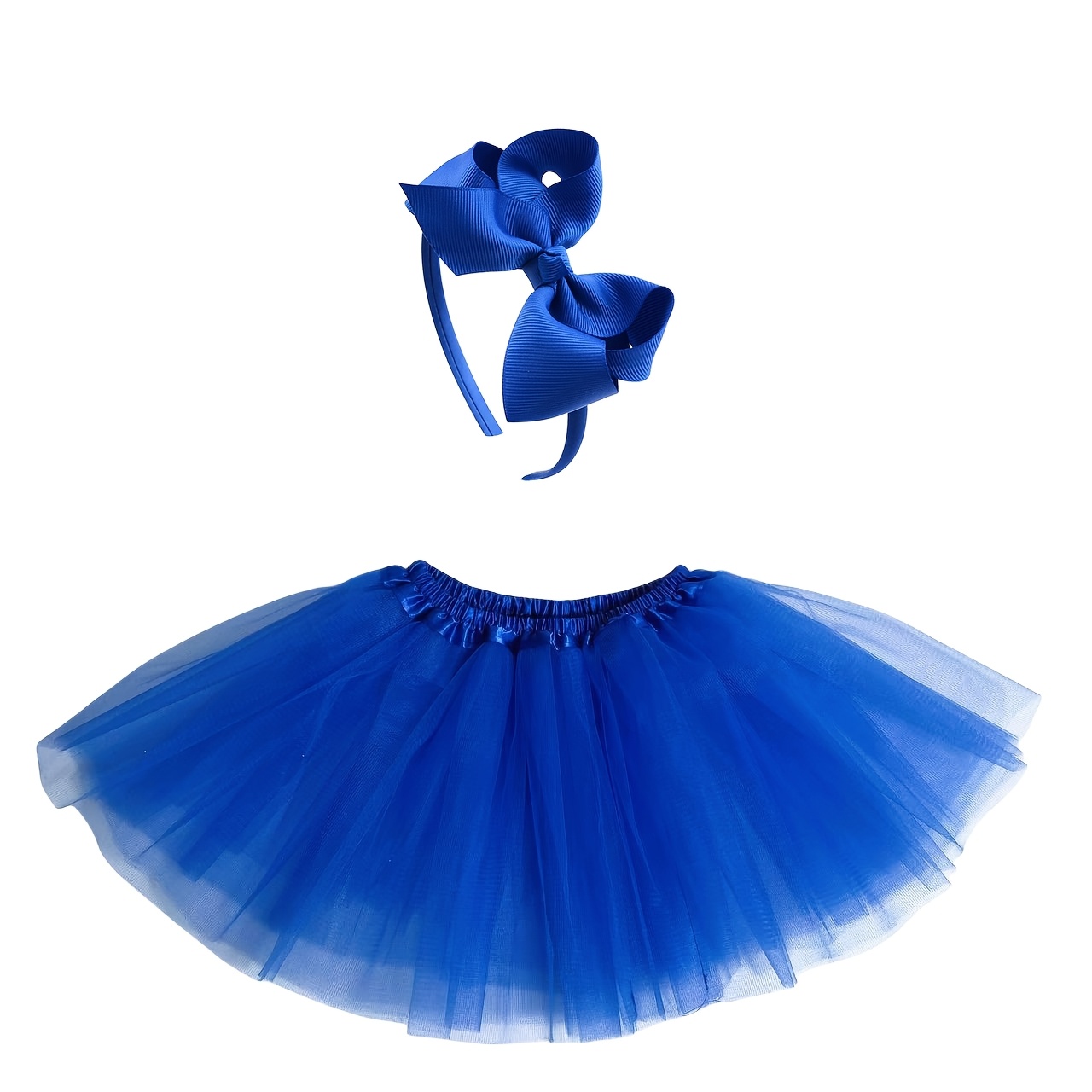 TEMU 2pcs Vibrant Lined Mesh Tutu Skirt And Headband Set: Adorable Soft Tutu Skirt With A Coordinating Headband For Cute Looks For Parties Practice.