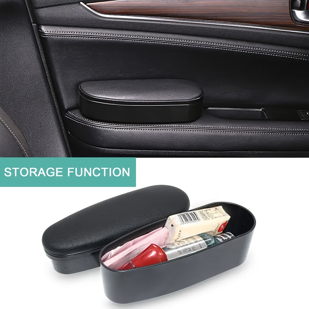 

Left Placement Pu Car Armrest Storage Box , - Arm Organizer