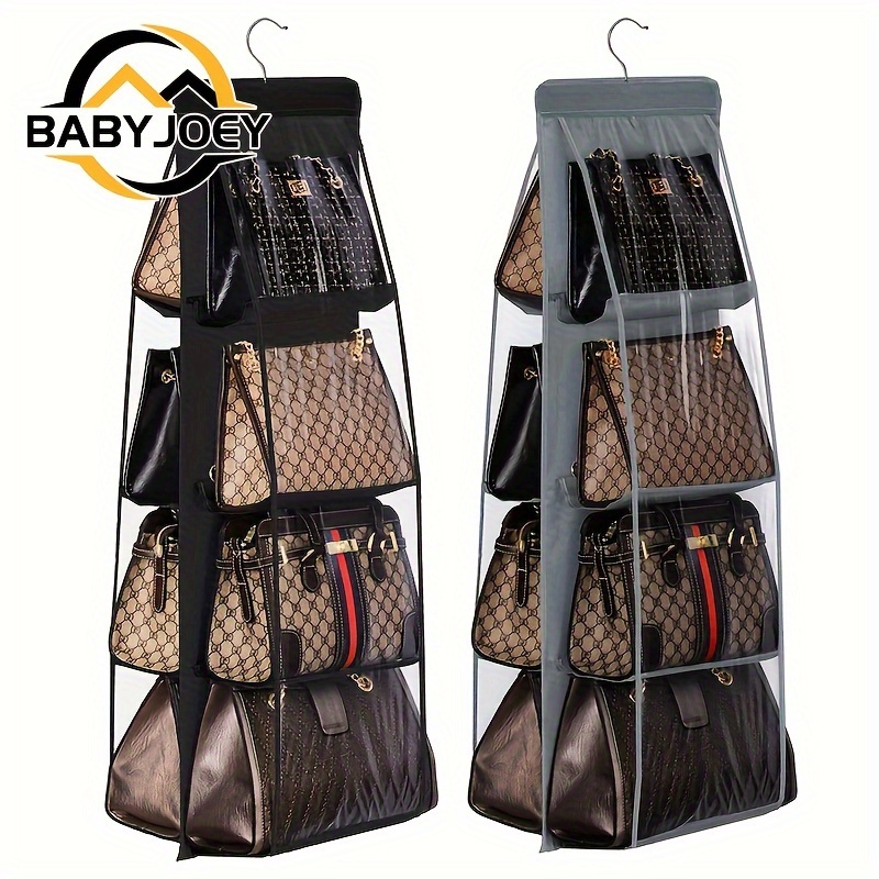 TEMU 1pc Hanging Purse Handbag Organizer Clear Hanging Shelf Bag Collection Storage Holder Purse Bag Wardrobe Closet Space Saving Organizers For Restaurant/ Hotel