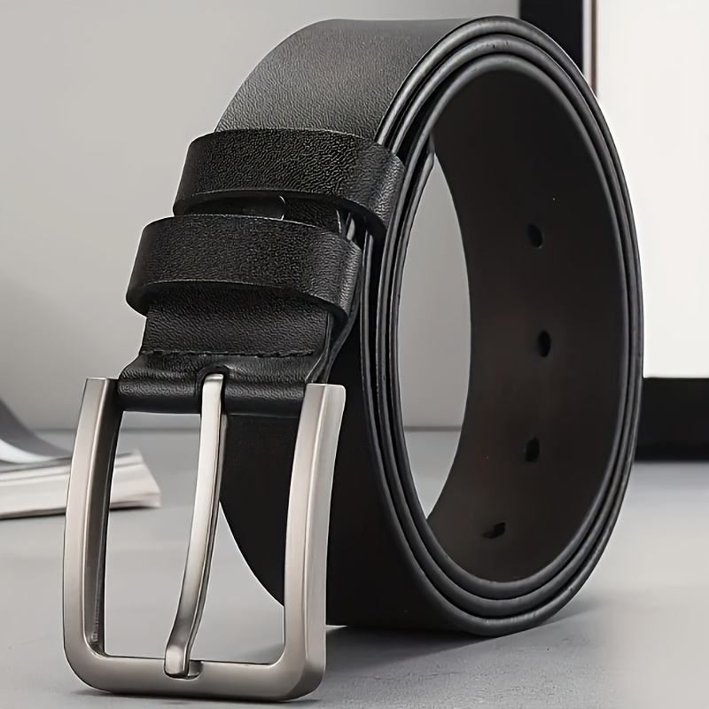 Men's Split Leather Pin Buckle Belt with Alloy Buckle, Secure Design