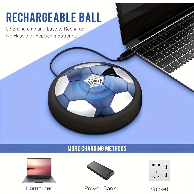 rechargeable led soccer ball with foam bumper air cushion design pp material ideal gift for boys and girls blue white details 4