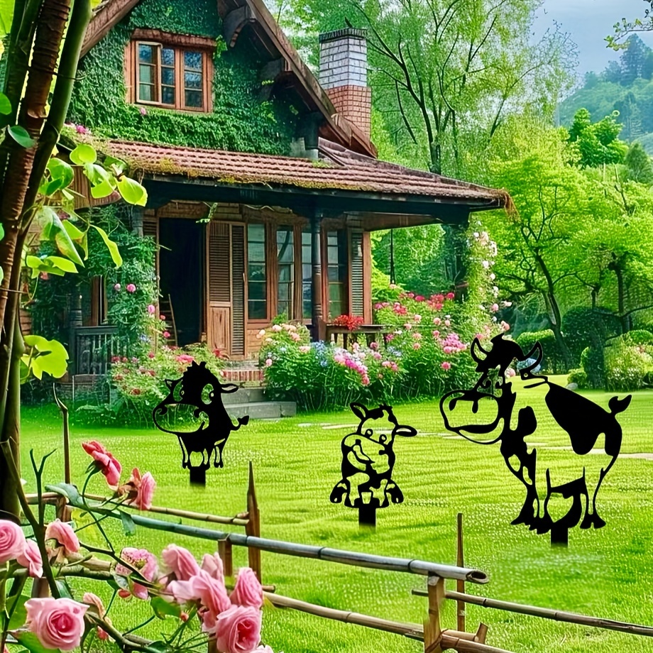 WADORN Kuh Metall Silhouette Gartenstecker – 2-tlg., Ca. 28x25 Cm, Lustige Deko Für Garten, Terrasse & Rasen