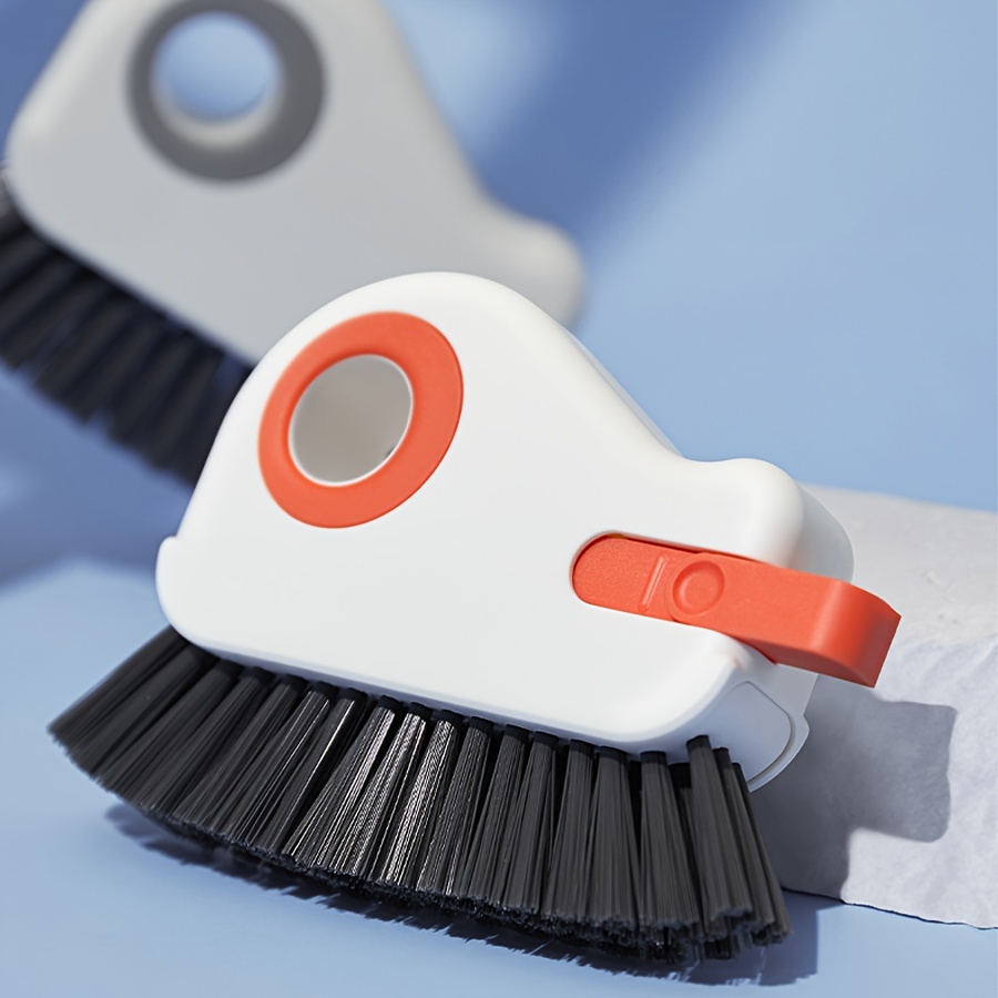TEMU 2-in-1 Window Cleaning Tool, Dual-head Window Cleaner With Soft Bristle Brush And Scrubbing Pad, Crevice Cleaning Brush With Ergonomic Handle,