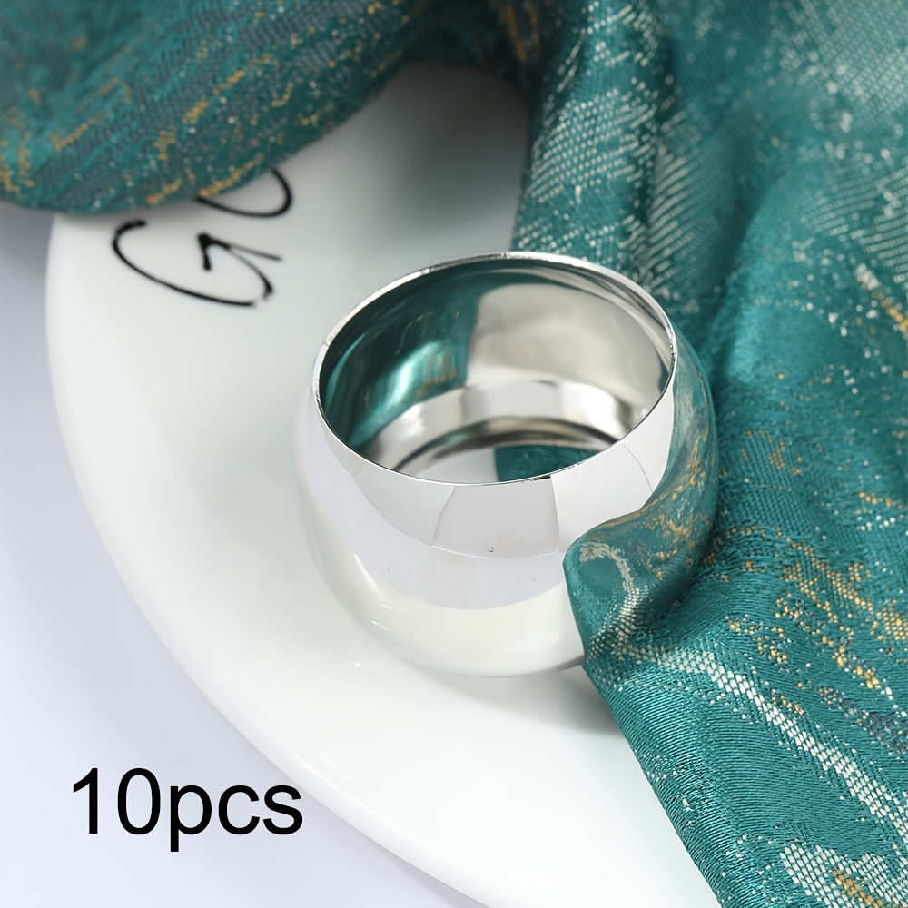 6/10pcs Easy And Elegant Metal Drum Shaped Glossy Napkin Rings Suitable For Wedding Decoration, Holiday Parties, Hotel Table Decoration, Napkin Clasps