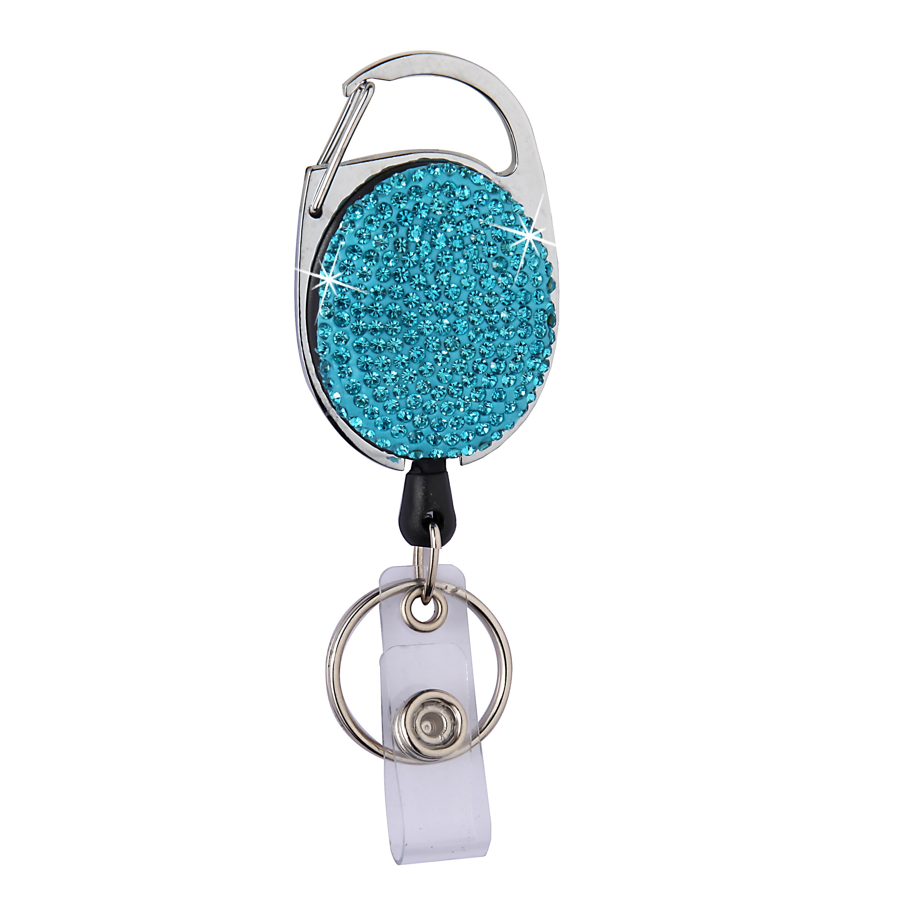 Retractable Badge Holder With Belt Clip Key Rhinestones Id Card Badge Reel 24 Inches Cord For Nurse Student Teacher