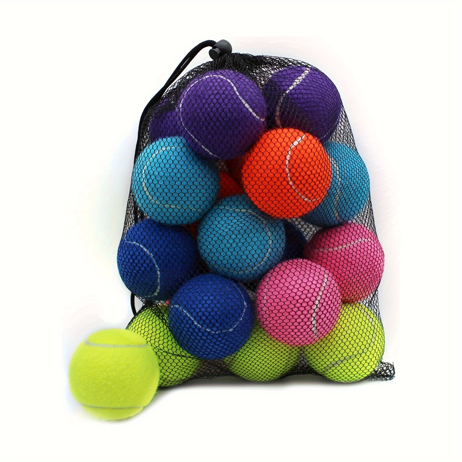 

18pcs, Training Tennis Balls Practice Balls With Mesh Bag, Pet Dog Playing Balls, Suitable For Beginner Tennis Training