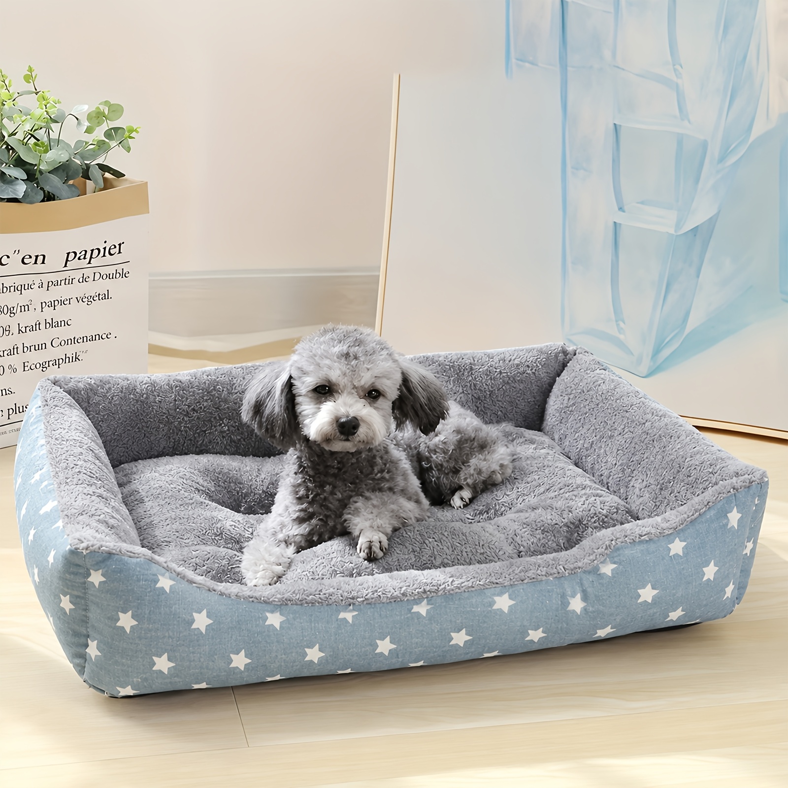 TEMU Super Soft Plush Dog Bed, Polyester Fiber Dog Bed, Warm Pet Sofa For Winter, Dog House Suitable For Extra Small To Large Dogs, No Assembly Thick