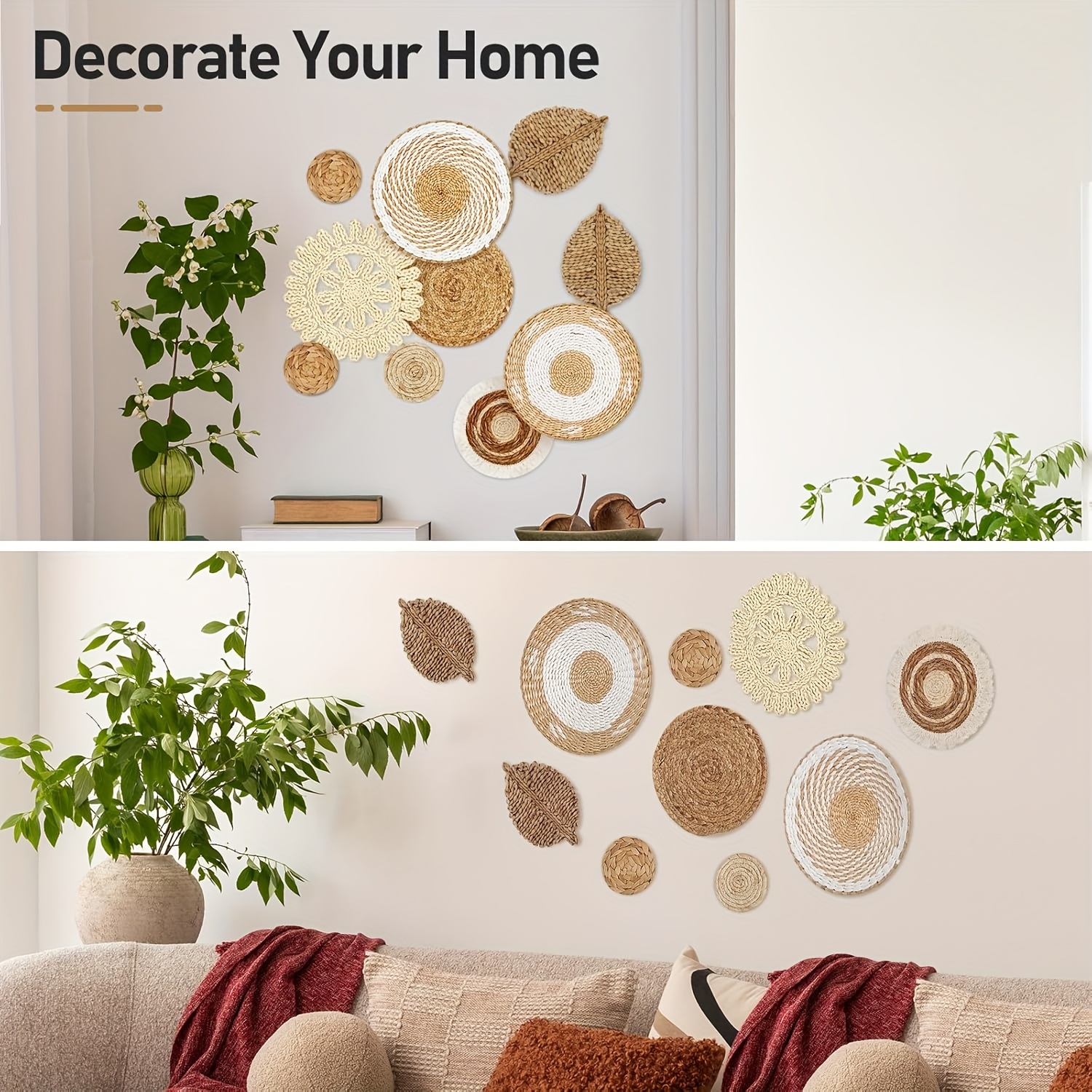 10pcs Bohemian Wall Basket Decorations Set