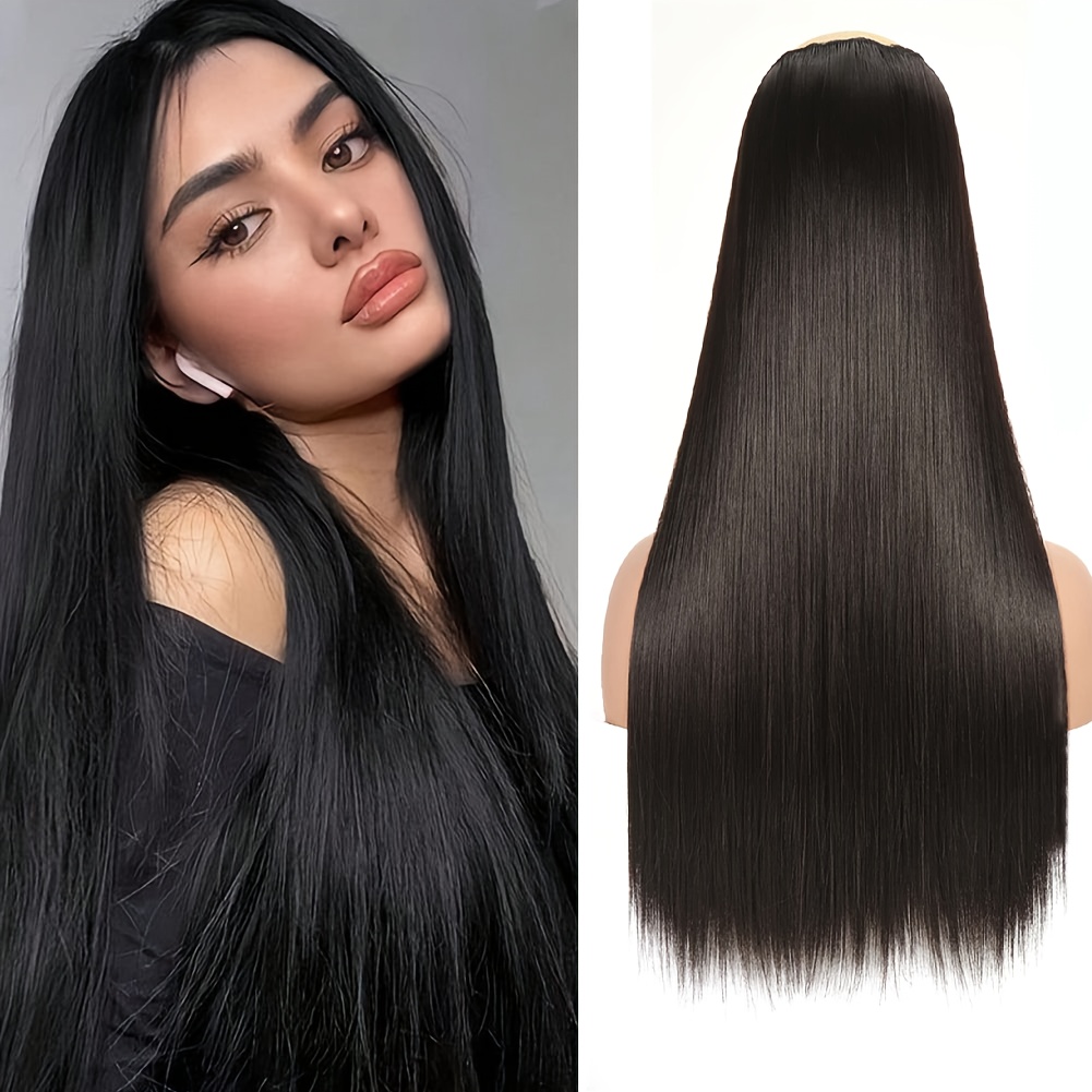 E-shop 25-Zoll lange Clip-In Extensions in Dunkelbraun, für den täglichen Gebrauch von Frauen