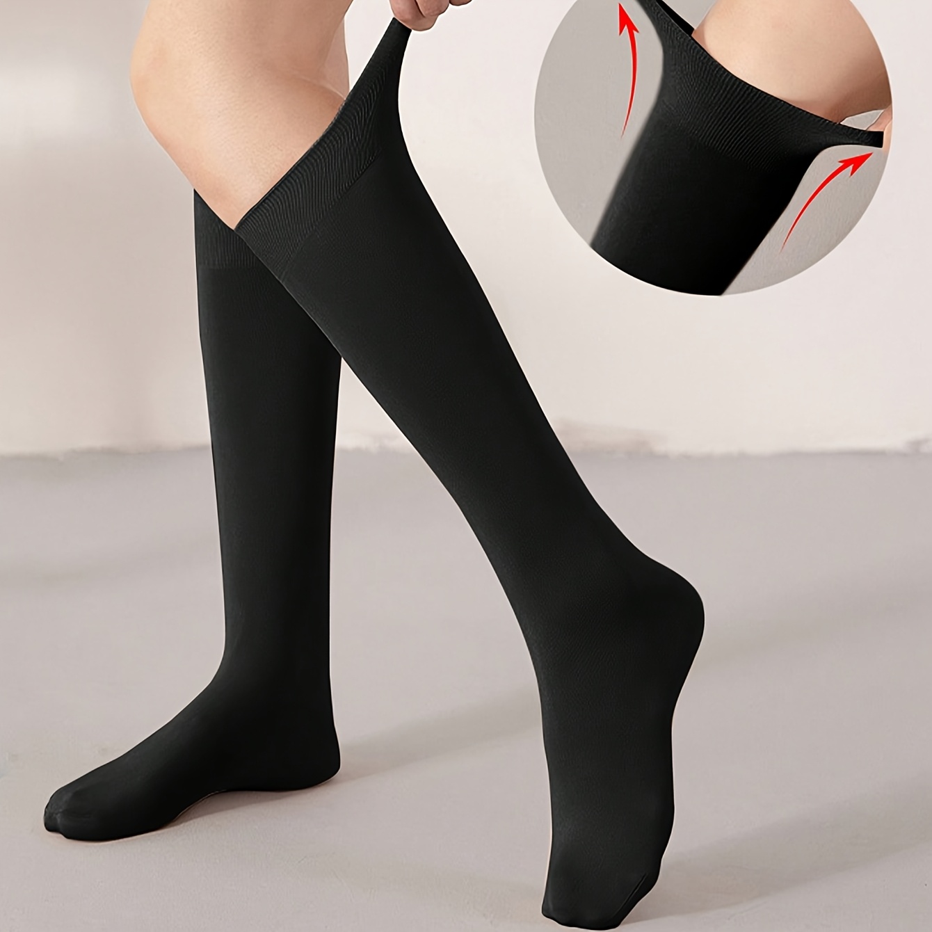 Image of 1 Pair Women's Casual Solid Color Mid-calf Warm Socks, Preppy Style Literary Leg Warmers