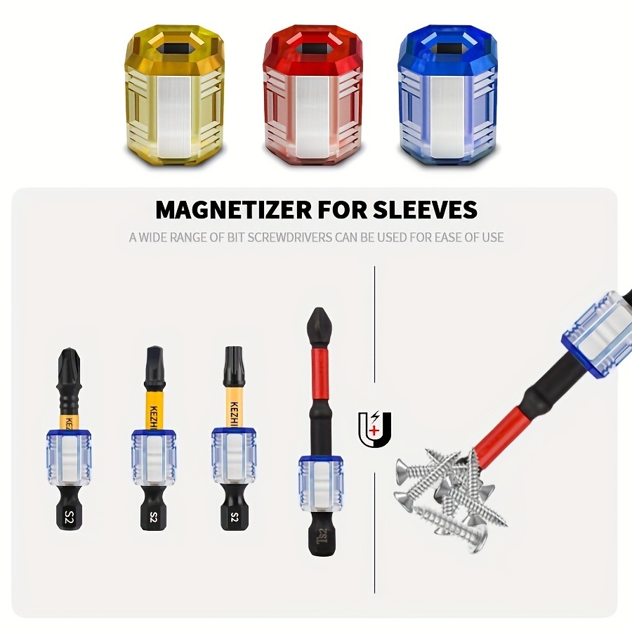 

3pcs Magnetic Screwdriver Bit Holder Set, Universal Sleeve For Screwdrivers, Strong Magnetic Attachment For Torque, Metal & Plastic, With No Electricity Required