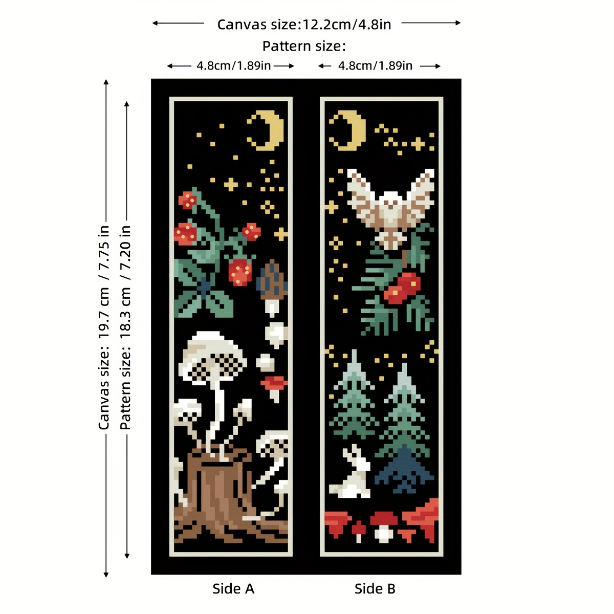 1 - Kit, 4 Pattern Options, Double-sided Bookmark, Mysterious Design, 14ct - Fabric, Simple Pattern Suitable For Beginners