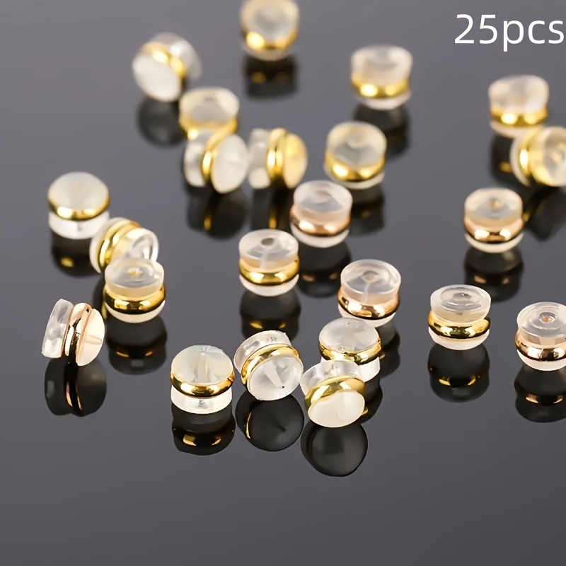 TEMU 25pcs Embouts de Bague, Embouts de Boucles d'Oreilles en Silicone pour Clous d'Oreilles/Boucles d'Oreilles Tombantes, Embouts de Boucles