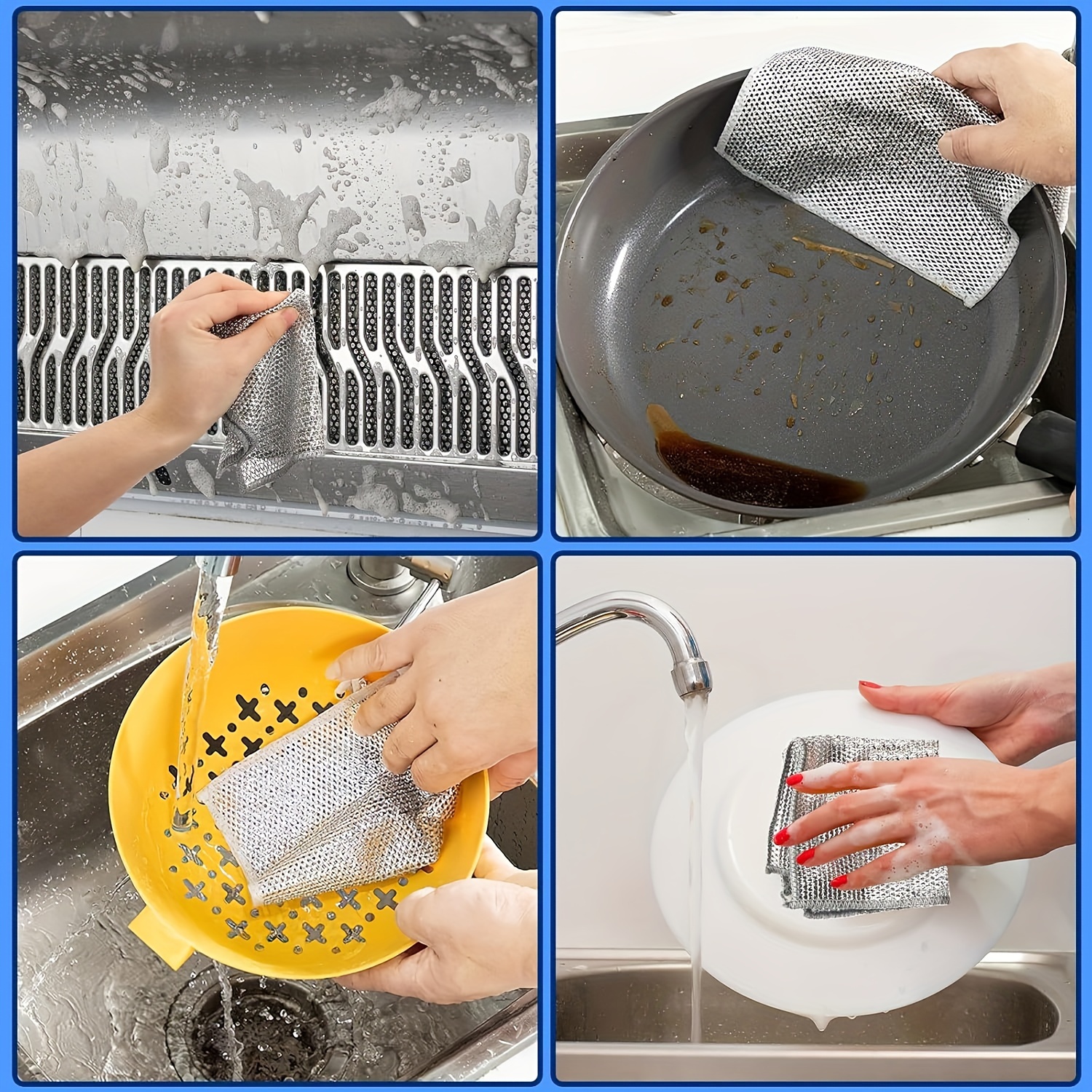 30 piezas de paños de   de alambre de   capa, paños de cocina multiusos antiarañazos, almohadillas de limpieza milagrosas de alambre,   reutilizables para lavar platos de alambre para platos húmedos y   para cocina, fregaderos,  , sartenes detalles 3