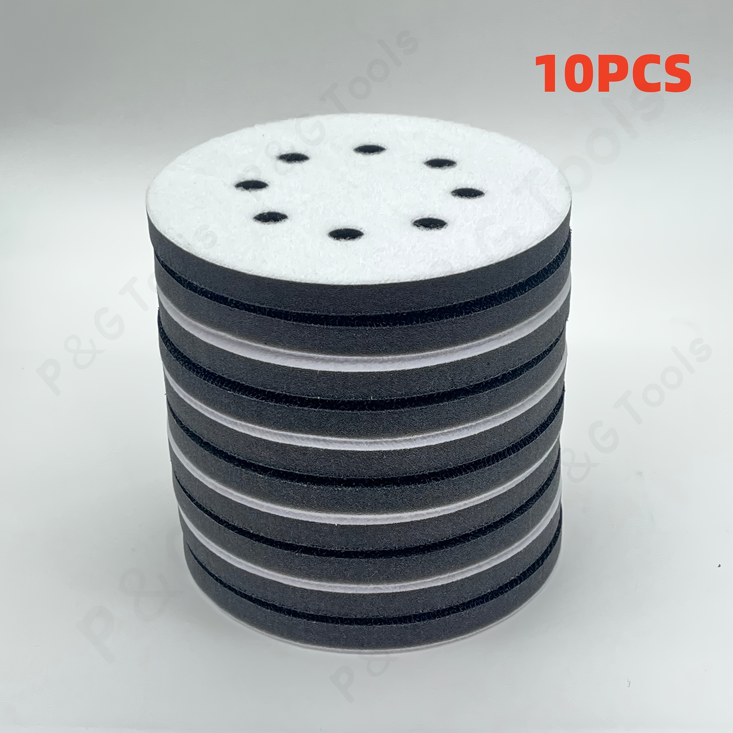 TEMU 10pcs Of 5-inch 8-hole Soft Density Interface Pads, Sponge Buffer Back Pads, Sponge Pads For Orbital , Professional Sponge Sandpaper Pads For