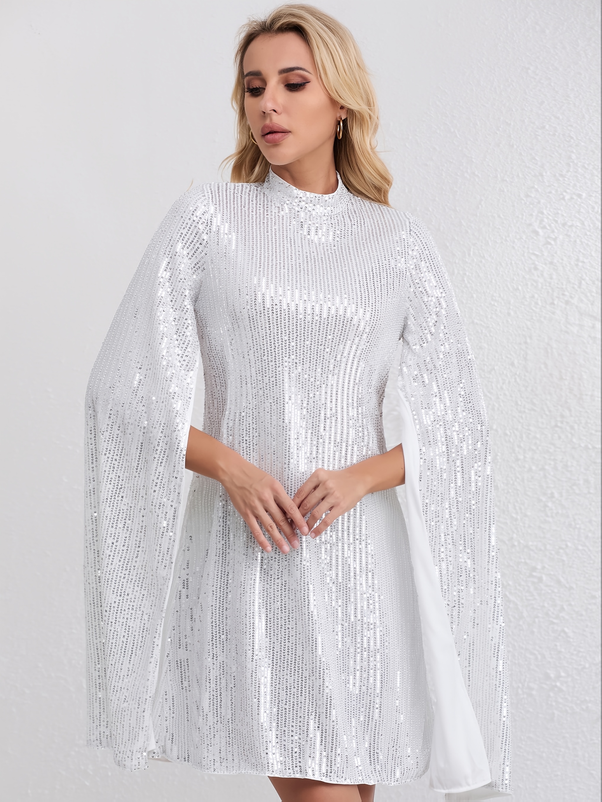 robe à manches capes pailletées robe soirée dorée Temu Belgium