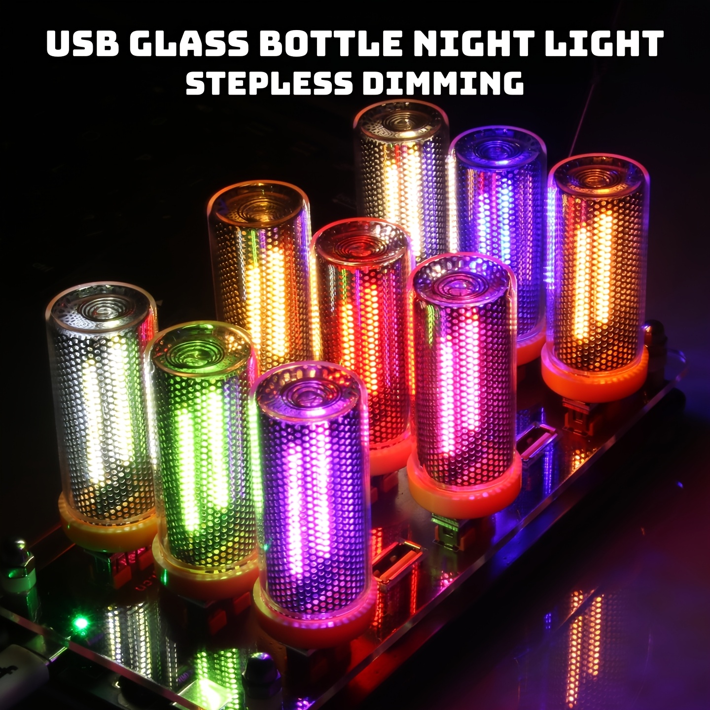 1pc touch sensitive rgb color changing led glass bottle lamp dimmable usb powered night light suitable for car bedroom camping travel portable tabletop light with and play operation decorative atmosphere lighting for Product details 3