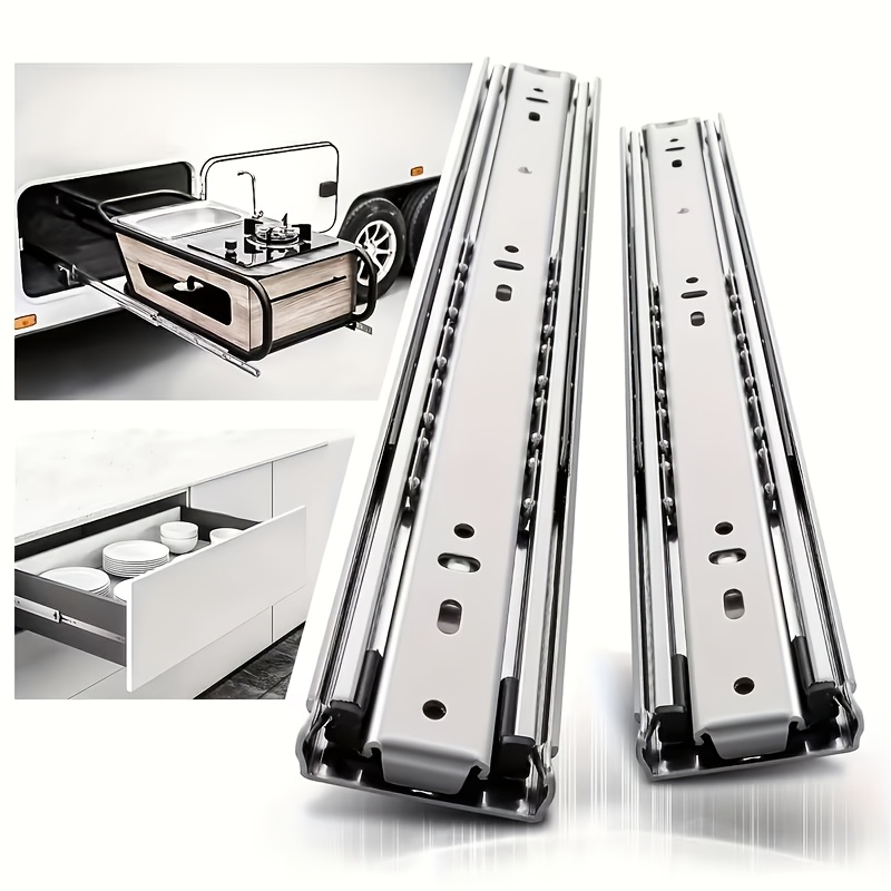 TEMU Multi-functional Heavy-duty Drawer Slides, Three-section Full Extension Structure Achieves 100% Pull-out. The Body Is Corrosion-resistant And ,