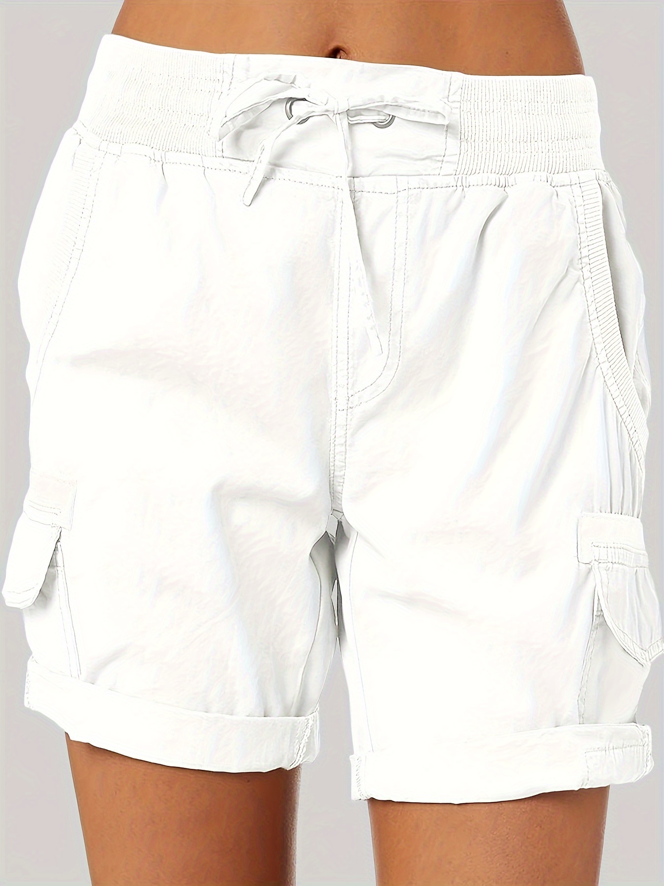 drawstring cargo shorts casual high waist wide leg summer Temu