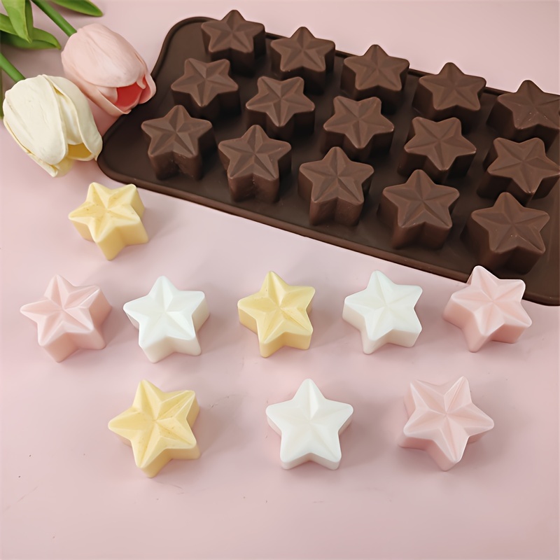 

15-cavity Silicone Star Chocolate Mold, Food Grade Non-stick Bakeware For Diy Chocolates, Wax Melts - Bpa Free, Reusable Star Shaped Candy Making Mold With Dropper