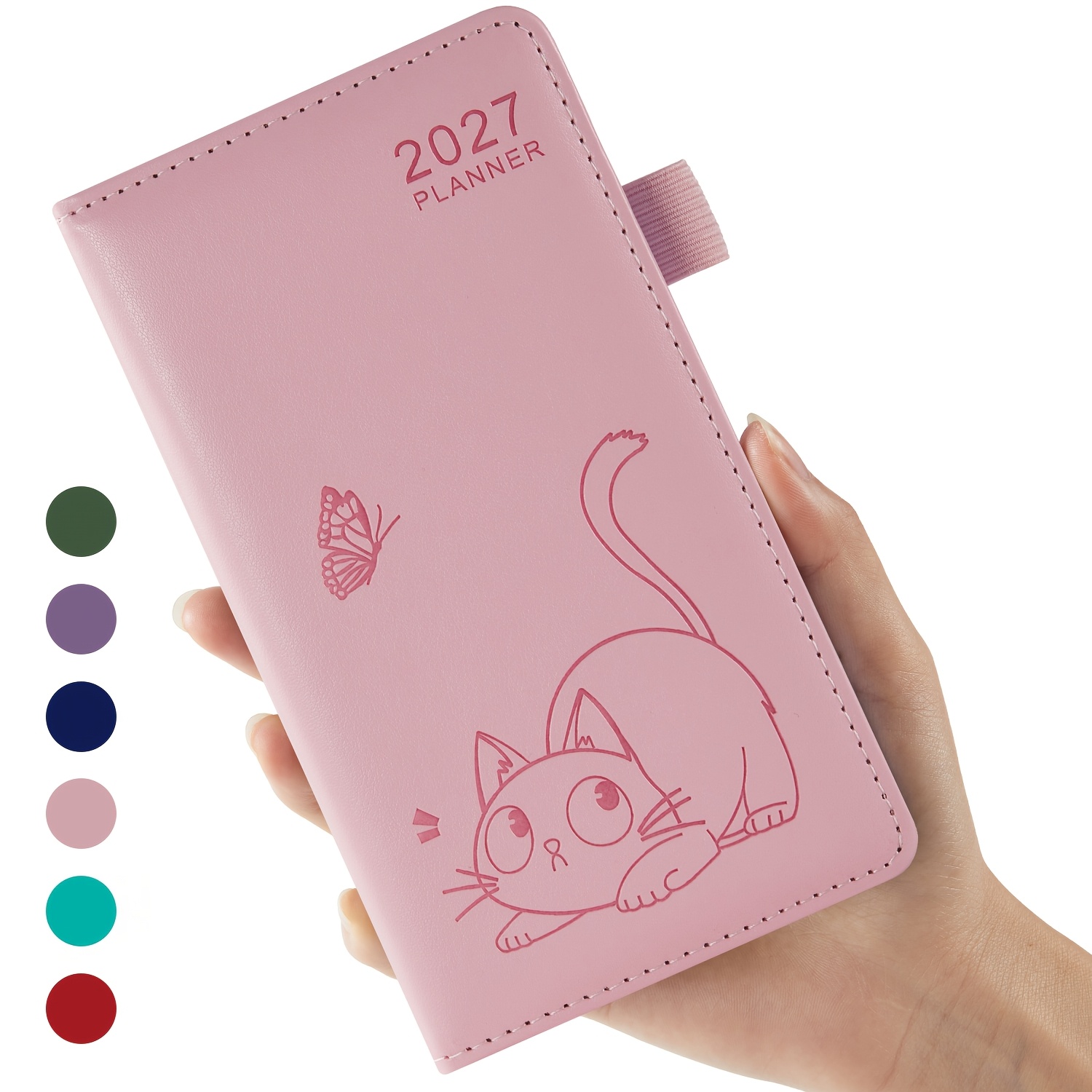 TEMU Agenda de poche DAY 2027 pour sac à main et portefeuille - Mini calendrier hebdomadaire et mensuel A6 avec onglets mensuels, carnet de poche à