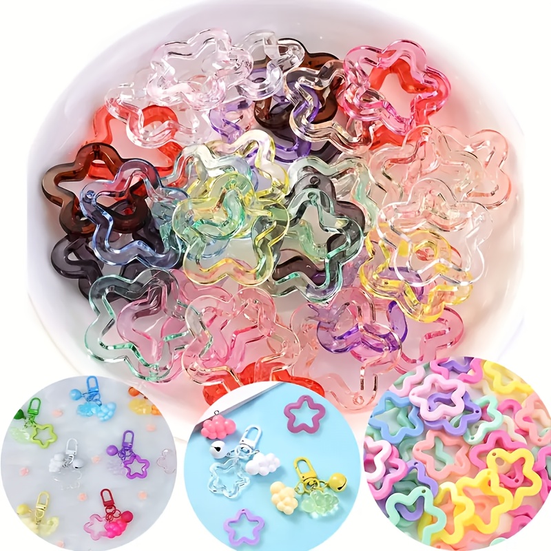 

About 20pcs 30mm Fashionable Colored Acrylic Transparent Hollow Pendants, Used For Jewelry Making, Diy Bracelets, Necklaces, Accessories, Keychains, Earrings, And Eid Al Fitr Decoration