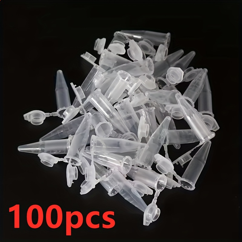 10/100/500pcs 1ml Laboratory Mini Test Tubes, Leak-proof Microcentrifuge Small Bottle Caps, Plastic Sample Storage Containers, Pp Material, Uncharged, With Test Tube Holder