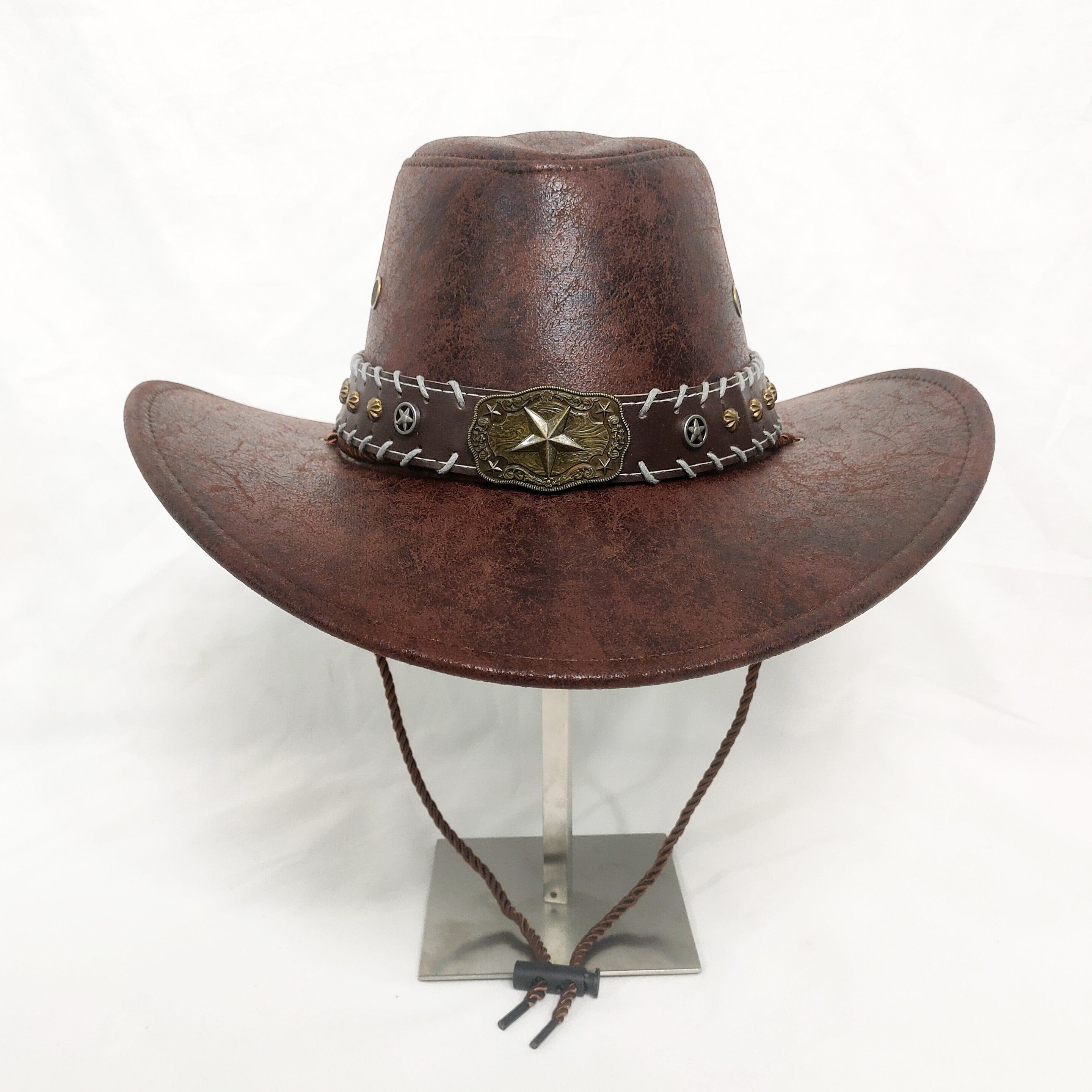 Metallic Vegan Leather Western Cowboy Hat Buster Weathered Vegan Leather Outback Hat - DPC Headwear  main image 2