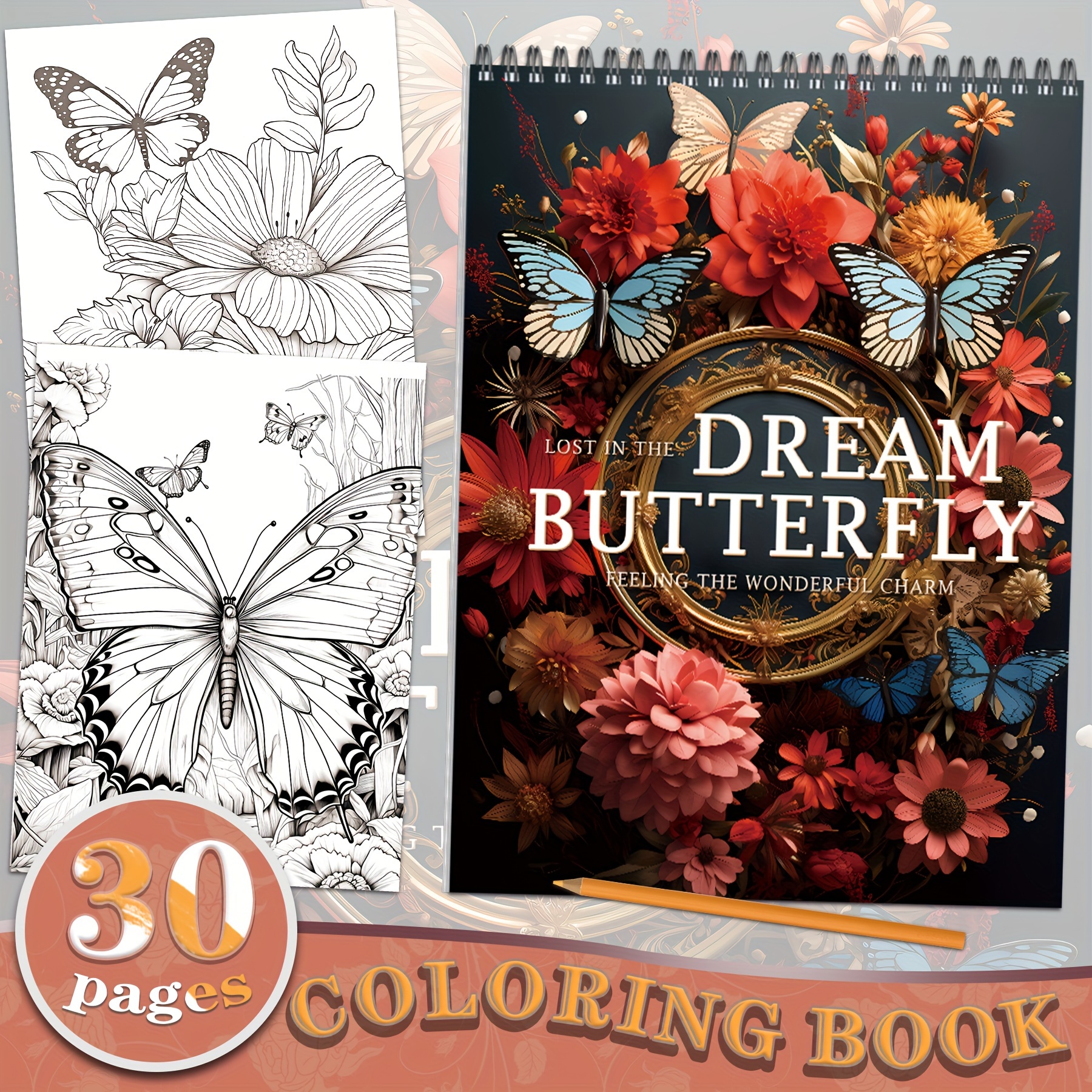 

Butterfly Coloring Book - Relax & Emotional Support, Perfect Gift For New Year, Valentine's, Halloween, Easter