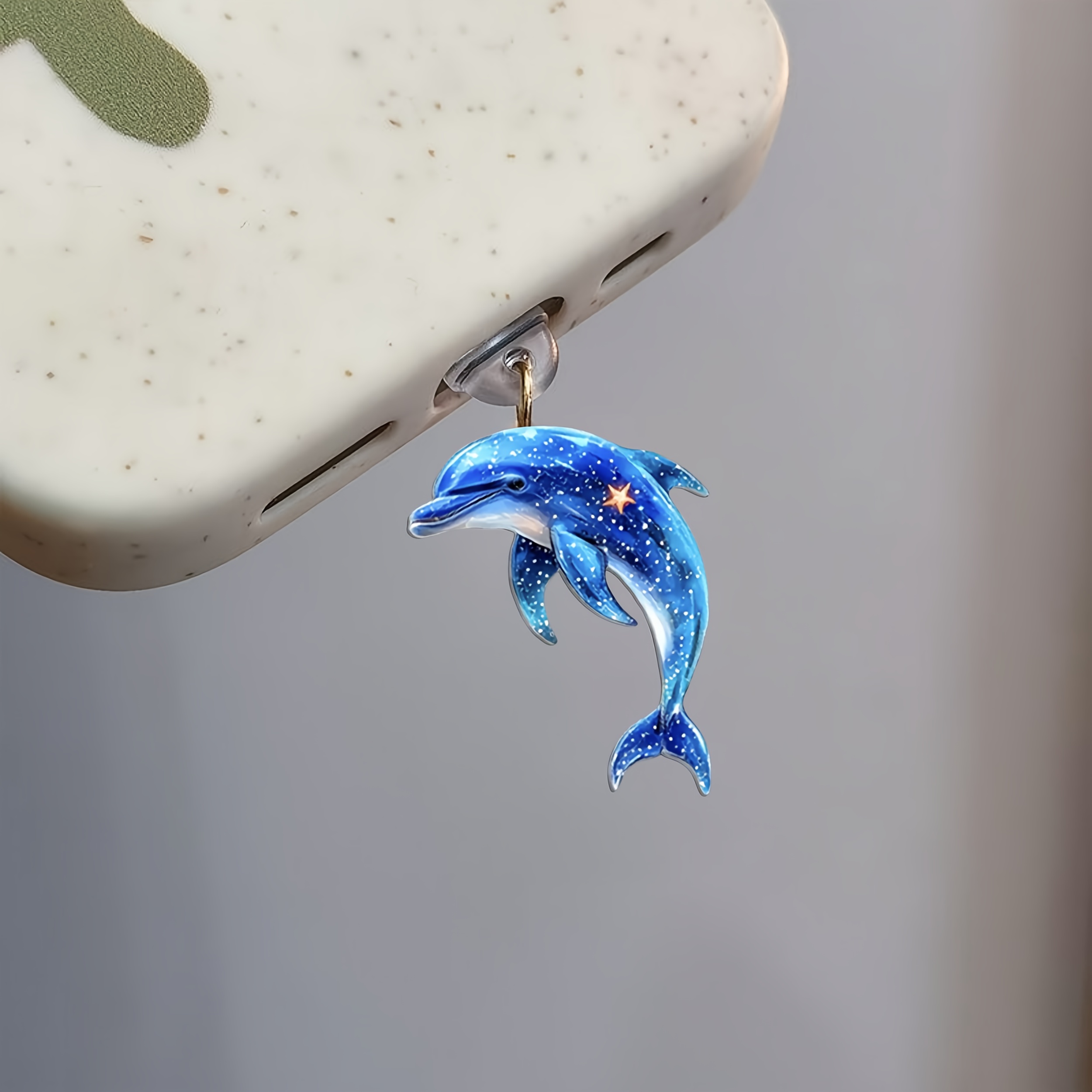 

1pc Dolphin Acrylic Dust Plug For Iphone & Type-c Connector, Protective Dust Cover Accessory, Material