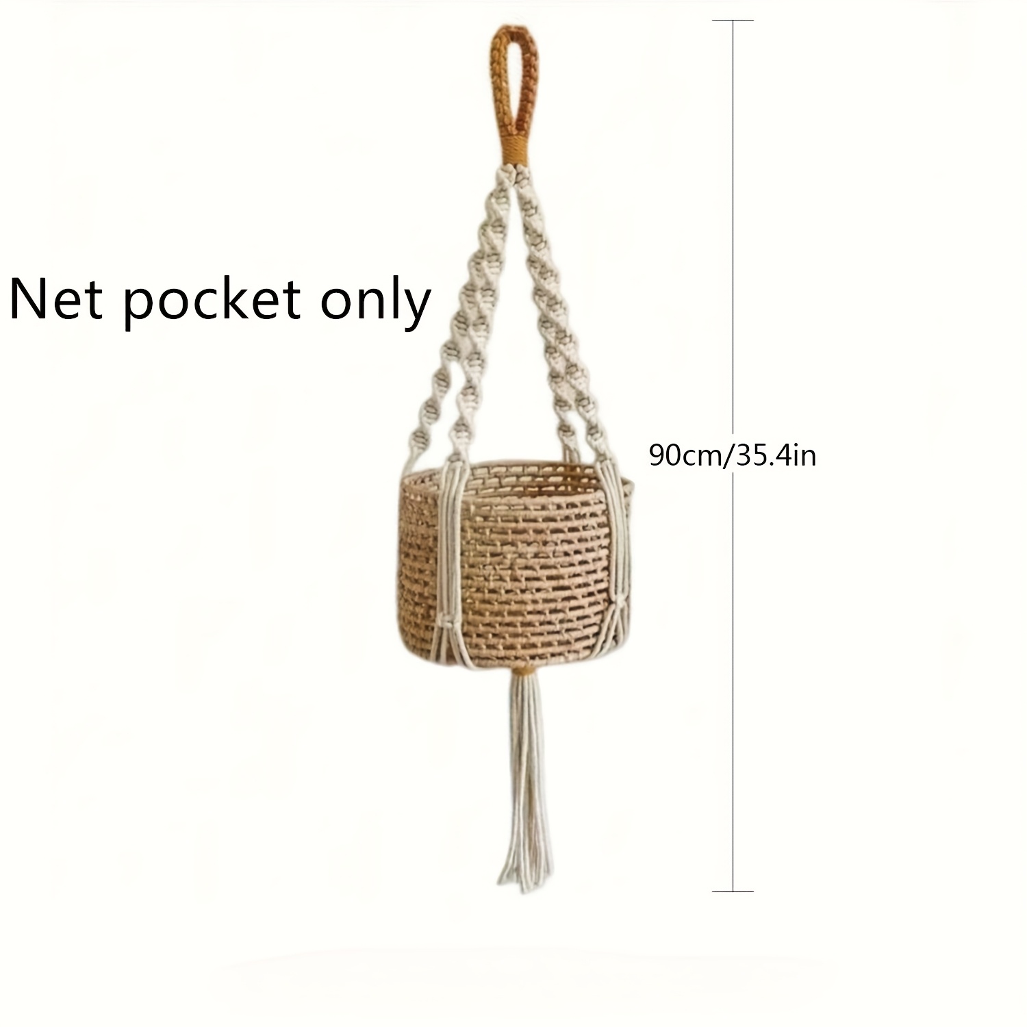 1pc Bohemian Horticultural Flower Pot Pendant Without Flower Pot, Hand Woven Rope Basin, Hanging Basket, Indoor Green Plant Decoration Pendant, Decorate Your Room