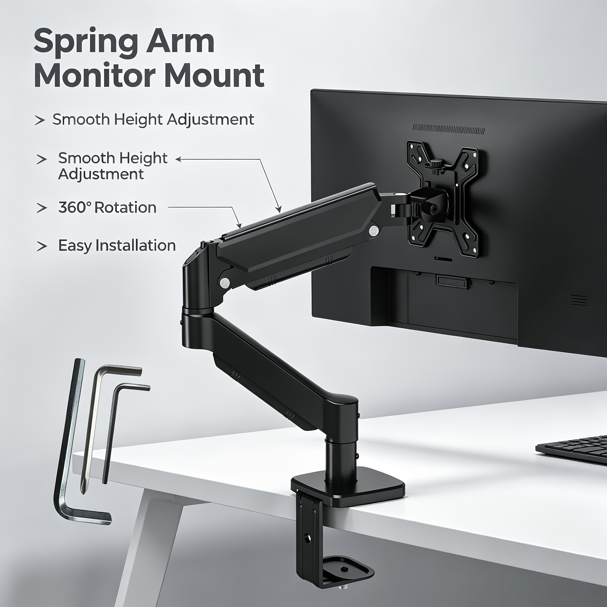 TEMU 1pc/2pcs Brazo de Monitoreo de de Gas Individual, Soporte de Escritorio Giratorio 360° Totalmente Ajustable , Soporte Ergonómico para Monitor de