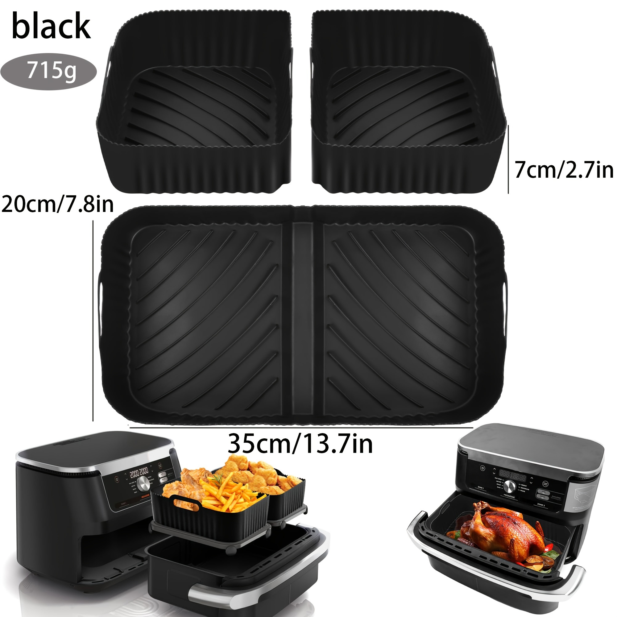 2 Set Silicone Air Fryer Liners For Flexi Drawer Air Fryer, Af500uk Additions Reusable Air Fryer Additions Large Air Fryer Inserts, 1x10.4l And 2x5.2l Kitchen Utensils