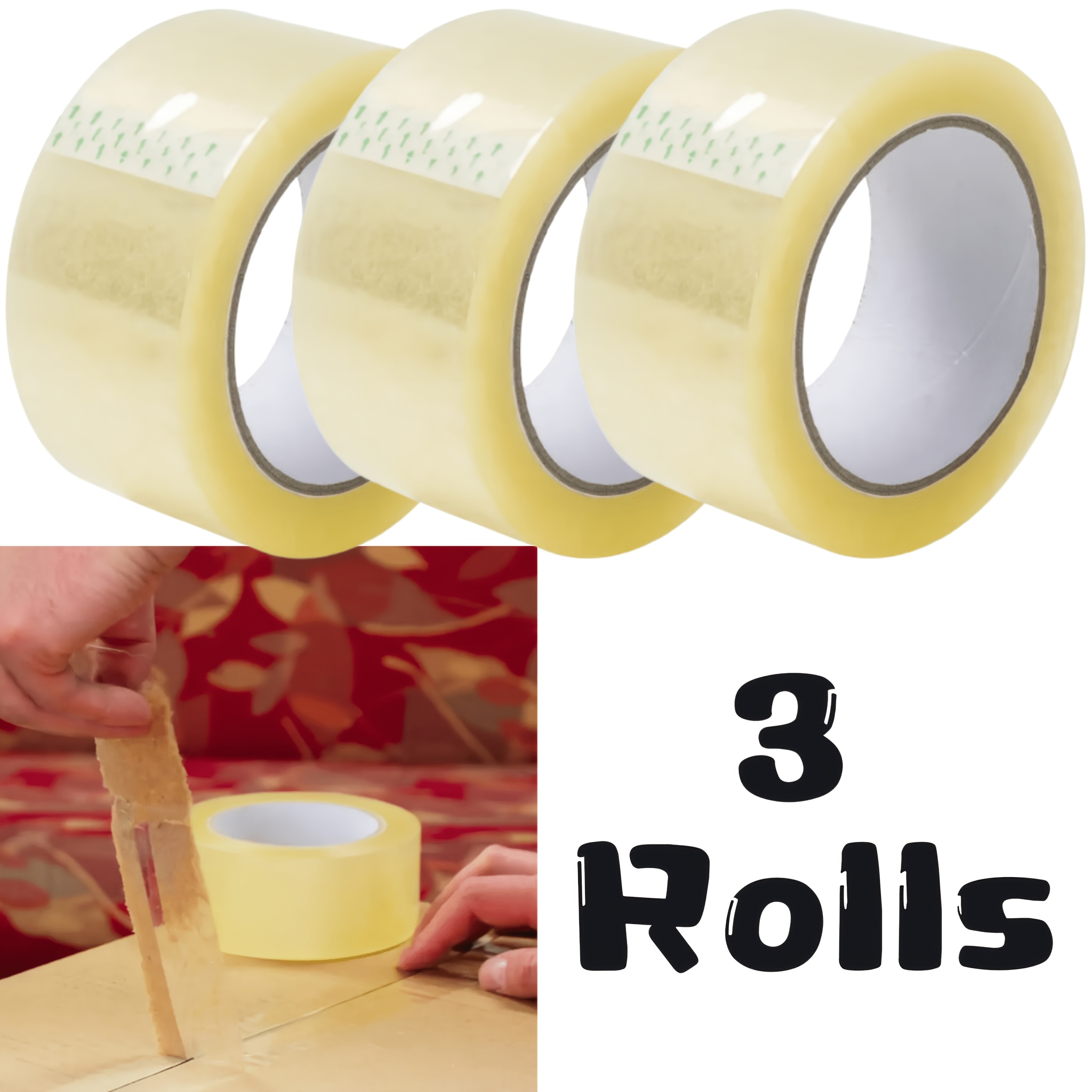 Image of 1 Roll/3 Rolls Heavy-duty Clear Tape, Packing Tape, Widened Packaging Tape, Sizes: 1.9in*358ft 7in*194ft. High- Clear Tape For 4 Uses: Packing Cartons, Repairing Cards, Crafting, And Hair Removal