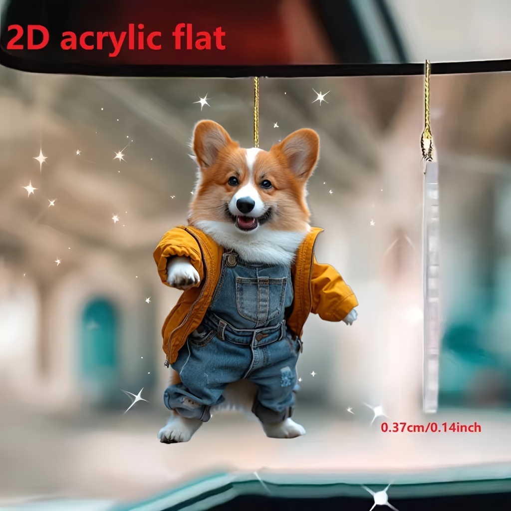 

Corgi Dog Hanging Ornament, Acrylic 2d Cute Dog Pendant, Fashion Keychain For Car, Bag, Holiday Gifts - Creative Accessory Decoration