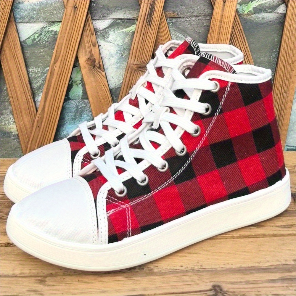 Sneakers, dames hoge skateschoenen met veters en 2D-print