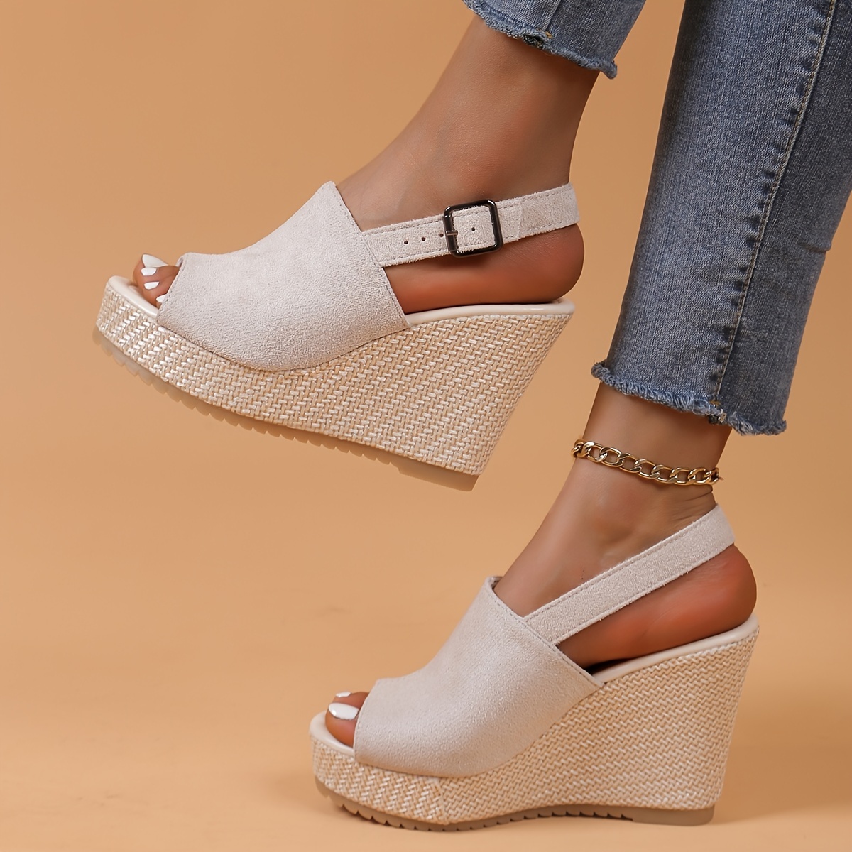 Women's Ankle Strap Fashion Wedge Versatile Sandals, Women Shoes
