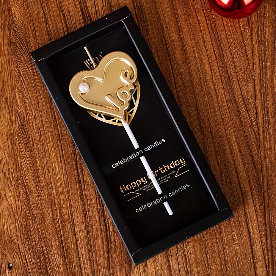 Golden Diamond-encrusted Heart Birthday Decorative Ornament, Love Valentine's Day Girlfriend Birthday Indoor Cake Decoration Supplies, Party Baking Insert