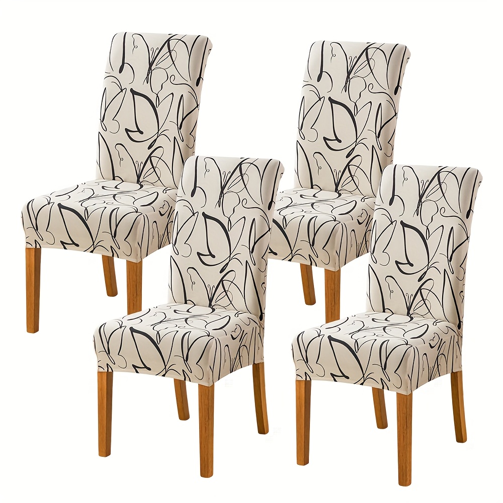 TEMU Chair Covers Slipcovers Set Of 4 And 6, Spandex Super Fit Stretch Removable Washable Kitchen Parsons Protector For Dining Room, Hotel, Ceremony