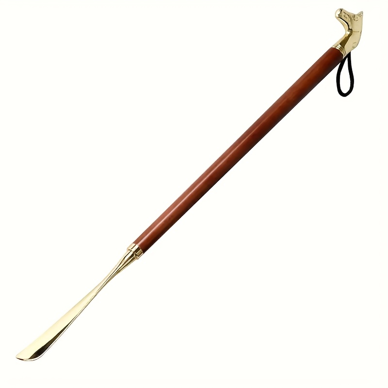 Image of A Long Metal Shoehorn, 22 Inches/12.6 Inches In Length, Featuring A Horse- Made Of Alloy, Allowing You To Put On Shoes Without Bending Over