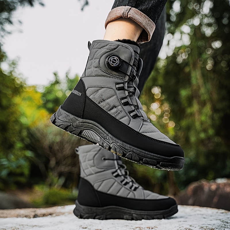 Botas de Media Caña para Hombre - Zapatos Impermeables Antideslizantes con Cierre Sin Cordones, Plantilla Acolchada EVA - Parte Superior PU y Suela PVC para Senderismo, Camping, Uso Diario - Botas Cómodas Todo el Día en Clima Frío - Regalo Ideal para Hombres, Calzado Deportivo, Interior Forrado en Tela