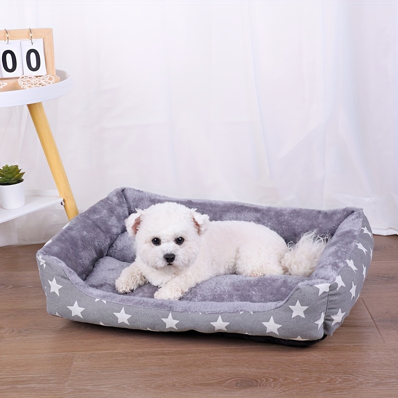 

Star-patterned Pet Bed, Soft Plush Dog/cat Lounger, Non-slip Bottom, Comfortable Pet Cushion For Home Use