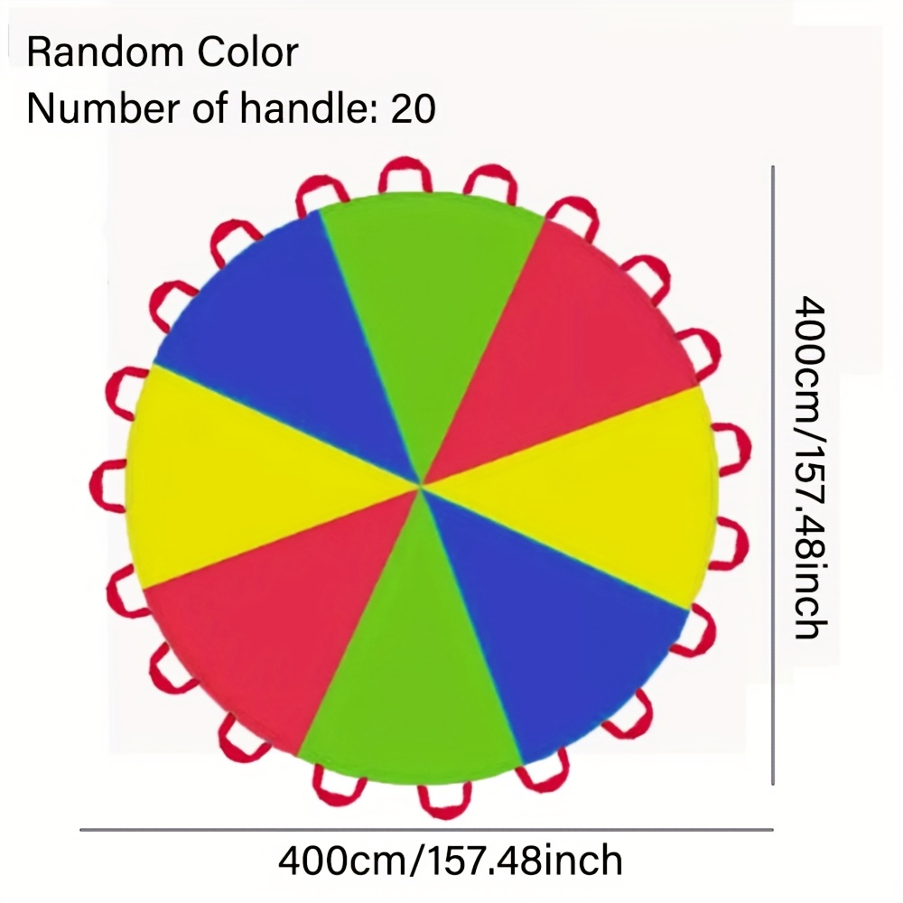 Rainbow Parachute, 2m//3.6m/4m 6.56ft/9.84ft/11.81ft/13.12ft Long Random Color, Outdoor Party Activities, Suitable For Teamwork Games, Toys