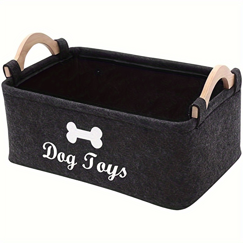 

Dark Grey Felt Pet Toy Storage Basket - Durable Abs Dog Toy Organizer Box For Medium Breeds