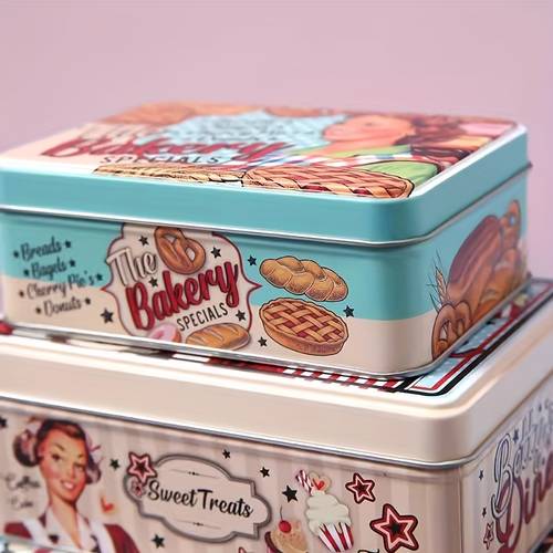 set of 3 rectangular cookie jars for biscuits chocolates and candy packaging