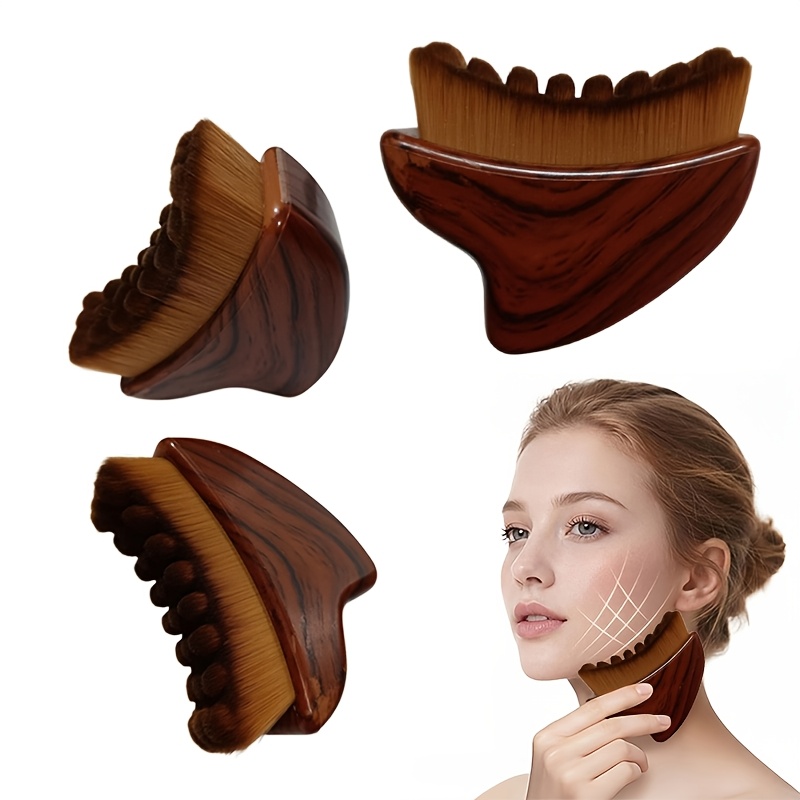 large multifunctional super soft   facial brush chin contour massager ergonomic angled     brush   used for facial massage cleansing brush loose powder blush face cream and body lotion