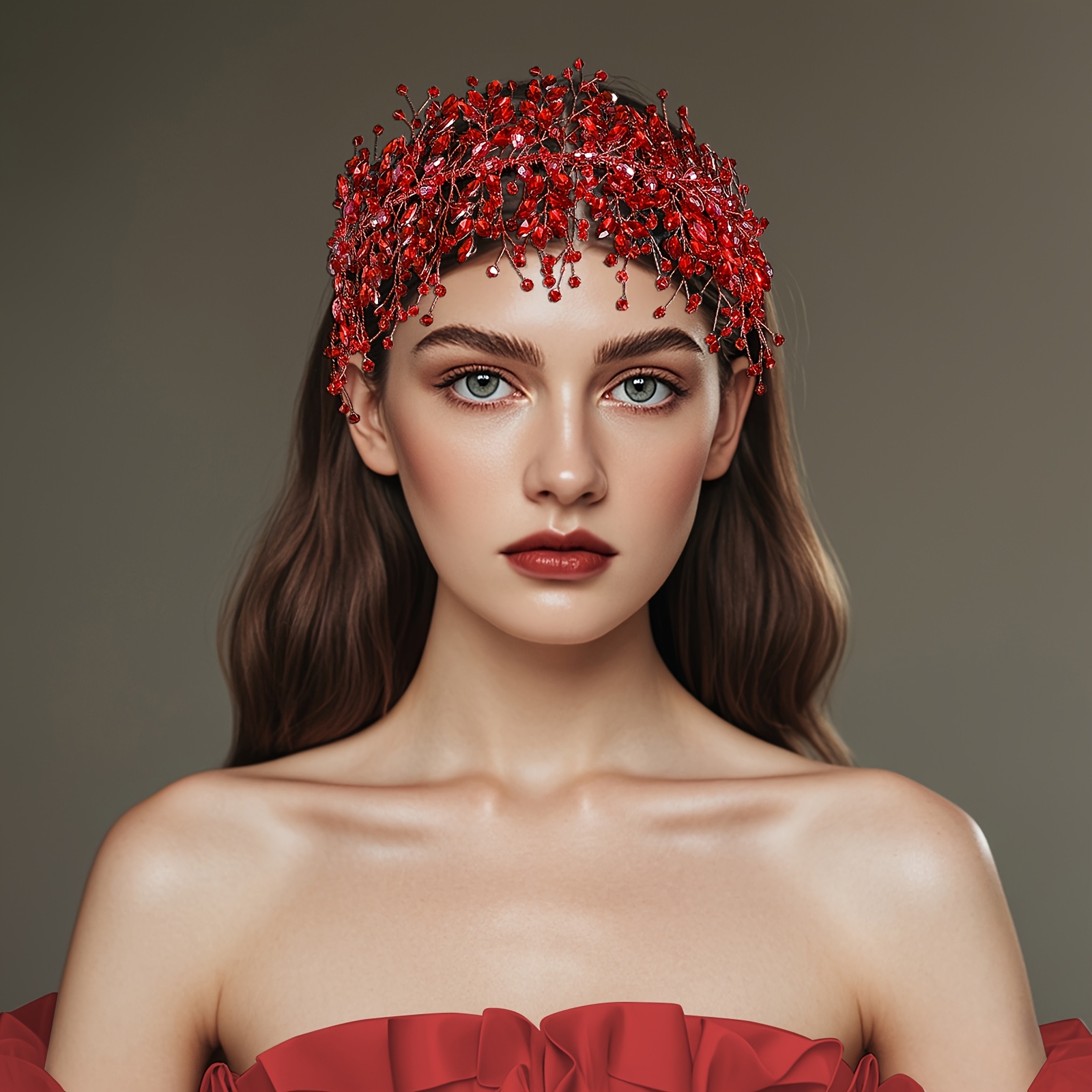 a stunning and elegant headband with vintage red additions  display picture 1